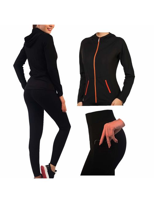 Active Wear Sets for Women -Workout Clothes Gym Wear TracksuitsYoga Jogging Track Outfit Legging Jacket 2 Pieces Set