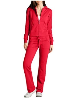 NE PEOPLE Womens Casual Basic Terry Zip Up Hoodie Sweatsuit Tracksuit Set S-3XL