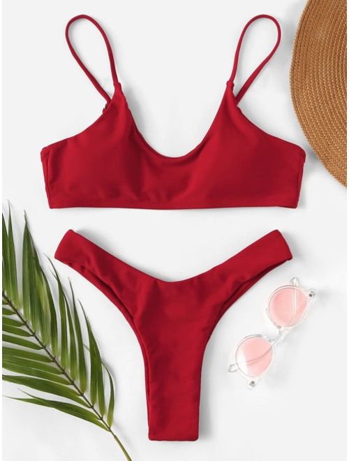 Buy Plain High Leg Bikini Set online | Topofstyle