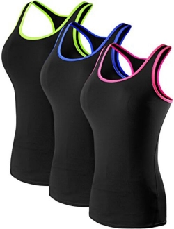 Neleus Women's 3 Pack Compression Base Layer Dry Fit Tank Top