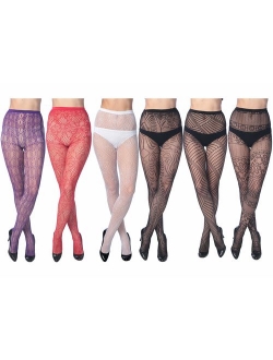 Frenchic Fishnet Women's Lace Stockings Tights Sexy Pantyhose Regular & Plus Sizes (Pack of 6)