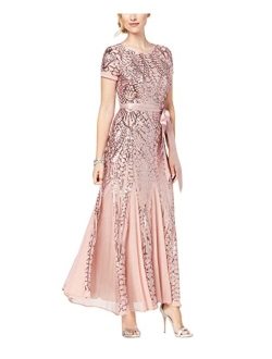 Women's One Piece Short Sleeve Embelished Sequins Gown