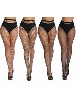 akiido High Waist Tights Fishnet Stockings Thigh High Stockings Pantyhose