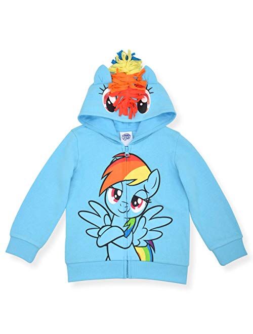 Hasbro My Little Pony Girls Rainbow Dash, Twilight Sparkle and Pinkie Pie Zip Up Hoodie for Toddler and Little Kids