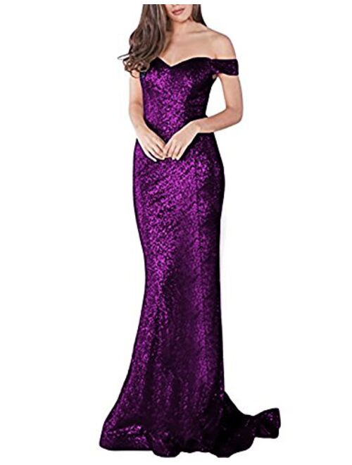 Buy YSMei Women's Off Shoulder Sequins Evening Dress Split Mermaid Prom  Gown Ypm464 online | Topofstyle