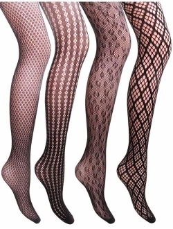 VERO MONTE 4 Styles Women Fishnet Tights Patterned Fishnets Stockings Small Hole