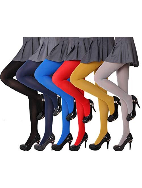 CozyWow Women's 80D Soft Solid Color Semi Opaque Footed Tights