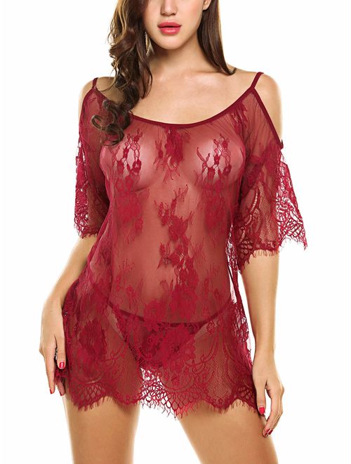 Avidlove Women Chemises Lace Smock Lingerie Mini Babydoll S-4XL