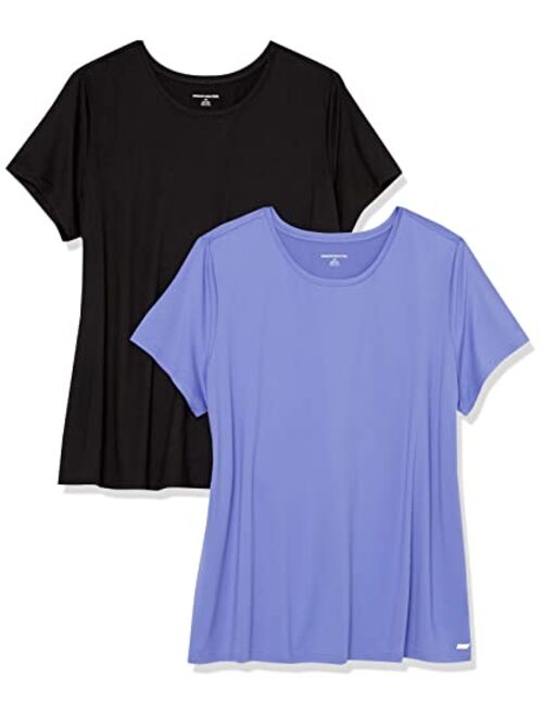 Amazon Essentials Women's 2-Pack Moisture Wicking Tech Stretch Short-Sleeve Crewneck T-Shirt