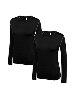 WANAYOU Women's Compression Shirt Dry Fit Long Sleeve Running Athletic T-Shirt Workout Tops