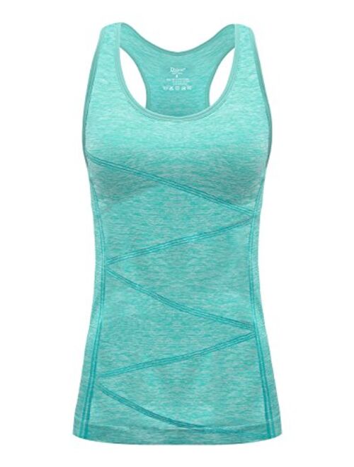 DISBEST Yoga Tank Top, Women's Performance Stretchy Quick Dry Sports Workout Running Top Vest with Removable Pads