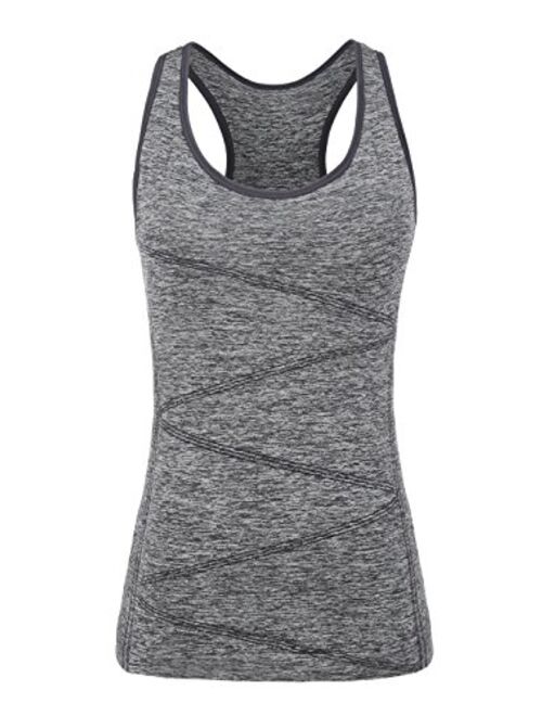 DISBEST Yoga Tank Top, Women's Performance Stretchy Quick Dry Sports Workout Running Top Vest with Removable Pads