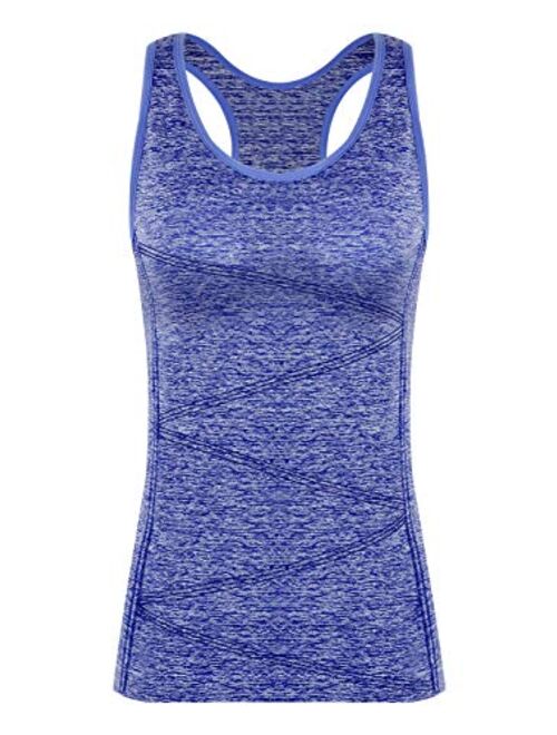 DISBEST Yoga Tank Top, Women's Performance Stretchy Quick Dry Sports Workout Running Top Vest with Removable Pads