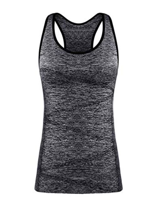 DISBEST Yoga Tank Top, Women's Performance Stretchy Quick Dry Sports Workout Running Top Vest with Removable Pads