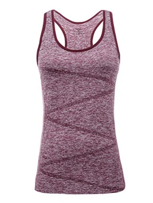 DISBEST Yoga Tank Top, Women's Performance Stretchy Quick Dry Sports Workout Running Top Vest with Removable Pads