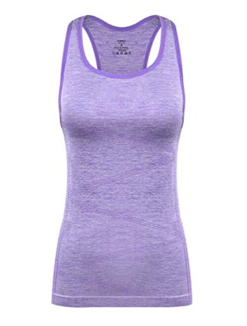 DISBEST Yoga Tank Top, Women's Performance Stretchy Quick Dry Sports Workout Running Top Vest with Removable Pads