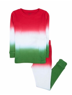 Kids Christmas Pajamas Boys Girls & Toddler Pajamas Red White Green 2 Piece Pjs Set 100% Cotton (12 Months-14 Years)