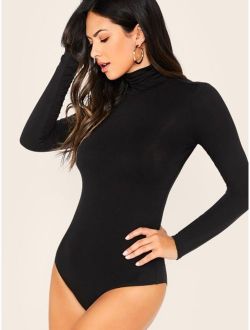 Solid Stand Collar Bodysuit