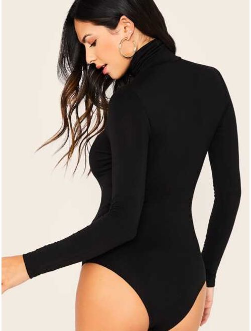 Shein Solid Stand Collar Bodysuit