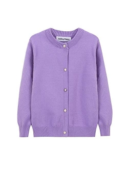 SMILING PINKER Girls Cardigan Sweater School Uniforms Button Long Sleeve Knit Tops