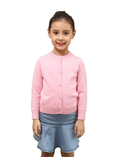 SMILING PINKER Girls Cardigan Sweater School Uniforms Button Long Sleeve Knit Tops