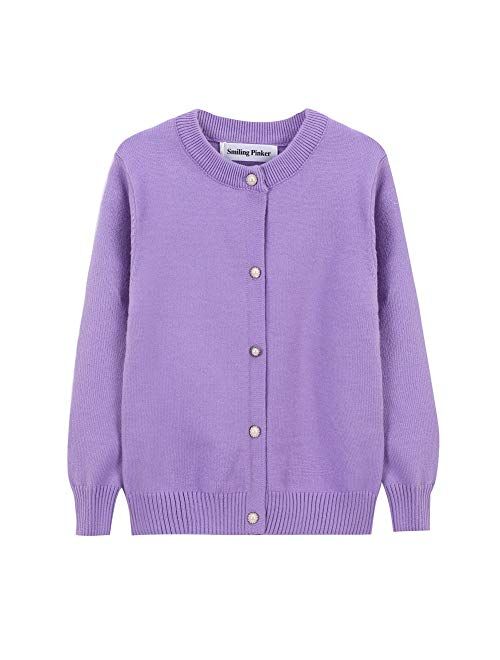 SMILING PINKER Girls Cardigan Sweater School Uniforms Button Long Sleeve Knit Tops