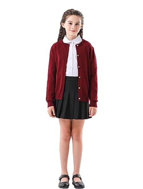 SMILING PINKER Girls Cardigan Sweater School Uniforms Button Long Sleeve Knit Tops