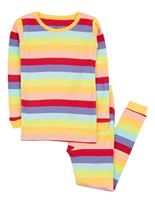 Leveret Striped Kids & Toddler Girls Pajamas 2 Piece Pjs Set 100% Cotton Sleepwear (Toddler-14 Years)