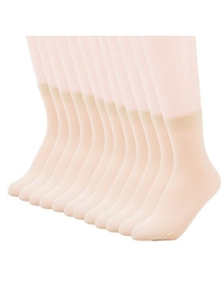 MANZI 12 Pairs Women's Ankle High Sheer Socks