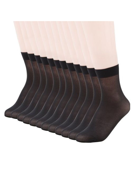 MANZI 12 Pairs Women's Ankle High Sheer Socks