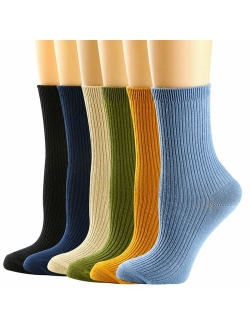 Womens Socks, Womens Crew Socks Casual Cotton Knit Comfy Dress Socks for Women 3/5/6 Pack