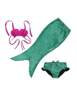 TFJH E 3PCS Kids Girls Swimsuit Bathing Suits Bikini Fish Tail Set 3-10Years