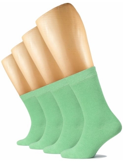 Hugh Ugoli Solid Color Women's Cotton Dress Socks Crew Business Casual, Shoe Size: 6-9/9-12