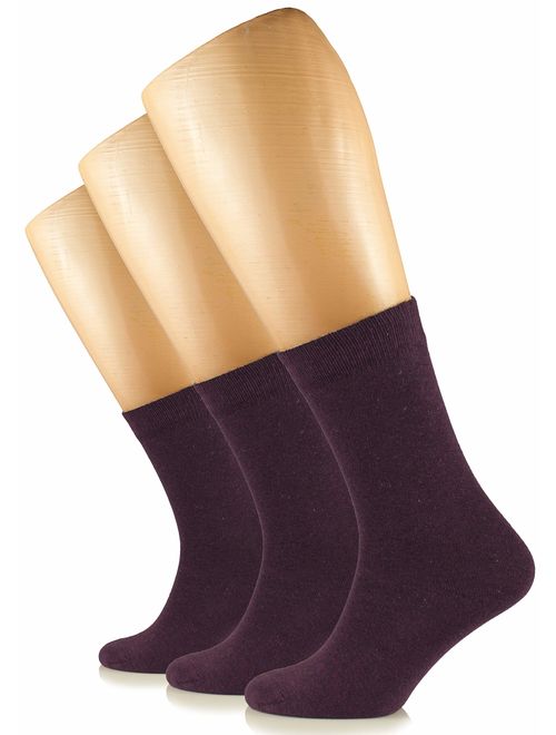 Hugh Ugoli Solid Color Women's Cotton Dress Socks Crew Business Casual, Shoe Size: 6-9/9-12