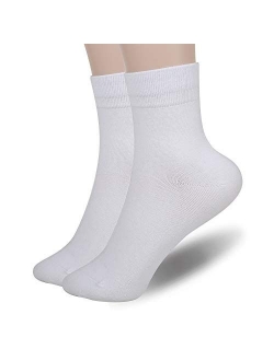 5 Pairs Womens Socks, Socks Women Crew Quarter High Ankle Dress Cotton Thin Soft Casual Solid Color 5 Pairs