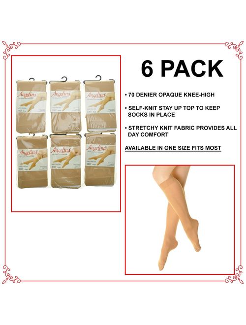 Angelina 70D Opaque Knee-High Trouser Socks (6-Pairs)