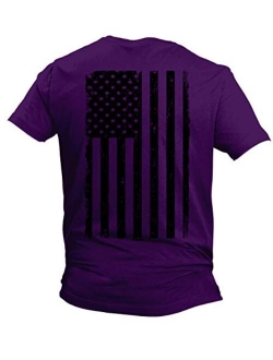 Distressed Black USA Flag - United States Men's Cotton Short Sleeve Crew Neck T-Shirt