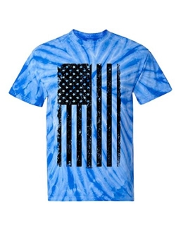 Distressed Black USA Flag - United States Men's Cotton Short Sleeve Crew Neck T-Shirt