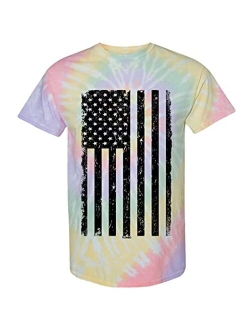 Distressed Black USA Flag - United States Men's Cotton Short Sleeve Crew Neck T-Shirt