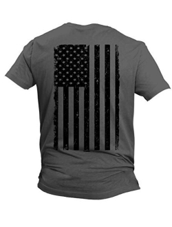 Distressed Black USA Flag - United States Men's Cotton Short Sleeve Crew Neck T-Shirt