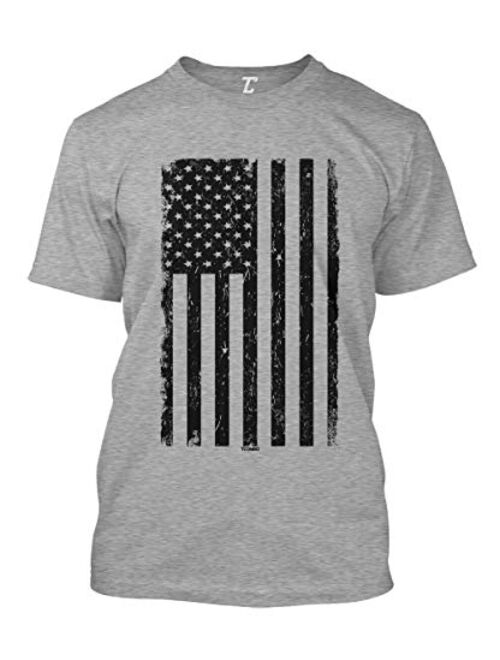 Distressed Black USA Flag - United States Men's Cotton Short Sleeve Crew Neck T-Shirt