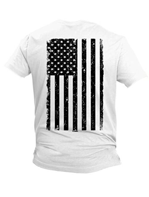 Distressed Black USA Flag - United States Men's Cotton Short Sleeve Crew Neck T-Shirt