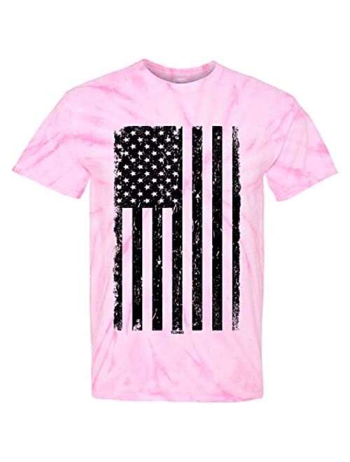 Distressed Black USA Flag - United States Men's Cotton Short Sleeve Crew Neck T-Shirt