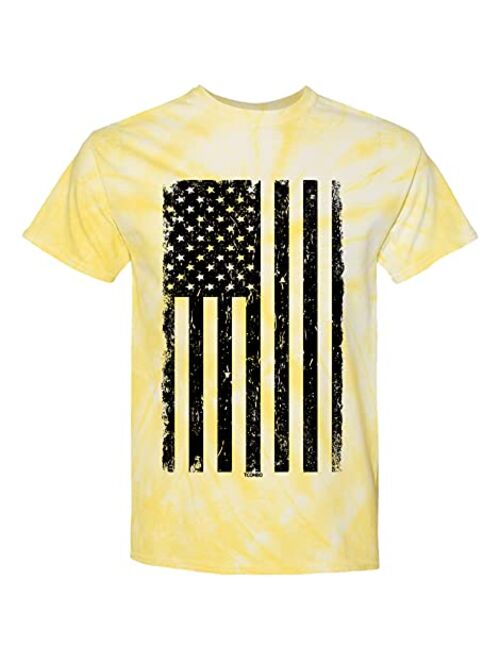 Distressed Black USA Flag - United States Men's Cotton Short Sleeve Crew Neck T-Shirt