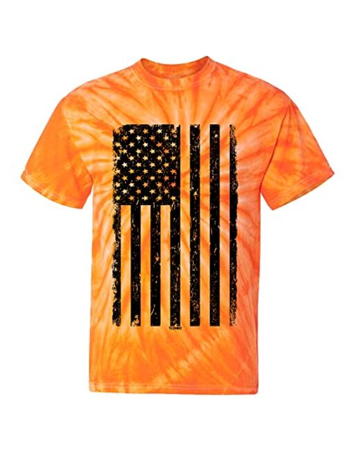 Distressed Black USA Flag - United States Men's Cotton Short Sleeve Crew Neck T-Shirt