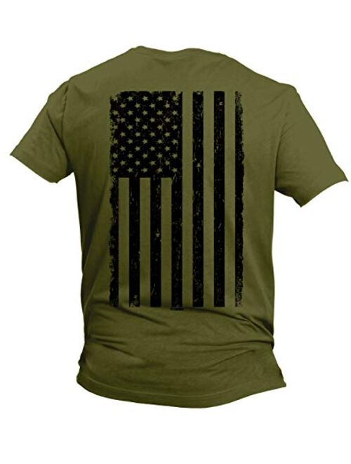 Distressed Black USA Flag - United States Men's Cotton Short Sleeve Crew Neck T-Shirt