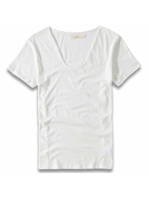 Zecmos Men V Neck Slim Fit 100 Cotton T-Shirt Basic T Shirts Casual