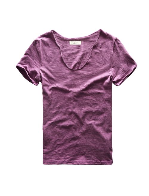 Zecmos Men V Neck Slim Fit 100 Cotton T-Shirt Basic T Shirts Casual