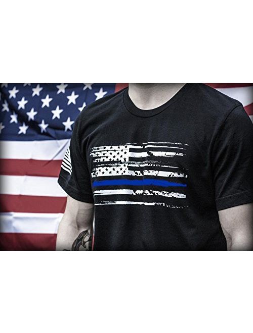 Pro-Gun Second Amendment American Flag Don't Tread on Me Mens T-Shirt Printed & Packaged in The USA