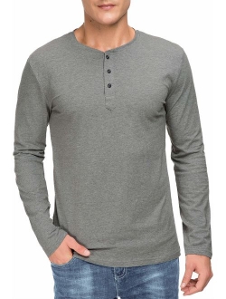 Boisouey Men's Casual Slim Fit Long Sleeve Henley T-Shirts Cotton Shirts